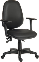 Teknik Office Practica PU Wipe Clean Operator Office Chair With Nylon Base and Adjustable Armrests Black - 9400/0280 DD